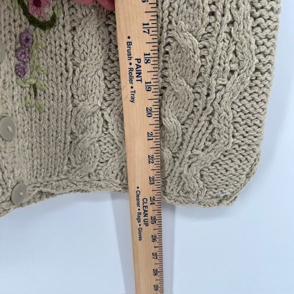 VTG Haband Cardigan Cable Knit Sweater Vest Womens M Floral Embroidered Cottage - Picture 5 of 6
